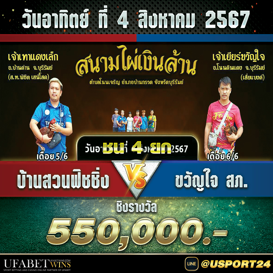 สนามชนไก่ไผ่เงินล้าน(บุรีรัมย์) อาทิตย์ที่4สิงหาคม2567