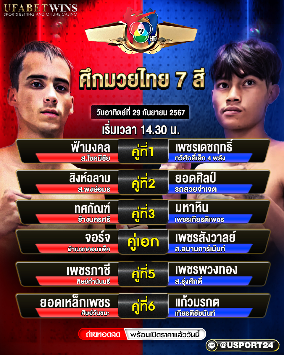 โปรแกรมมวย ประจำวันที่ 29 กันยายน 2567 ศึกท่อน้ำไทยTKOเกียรติเพชร