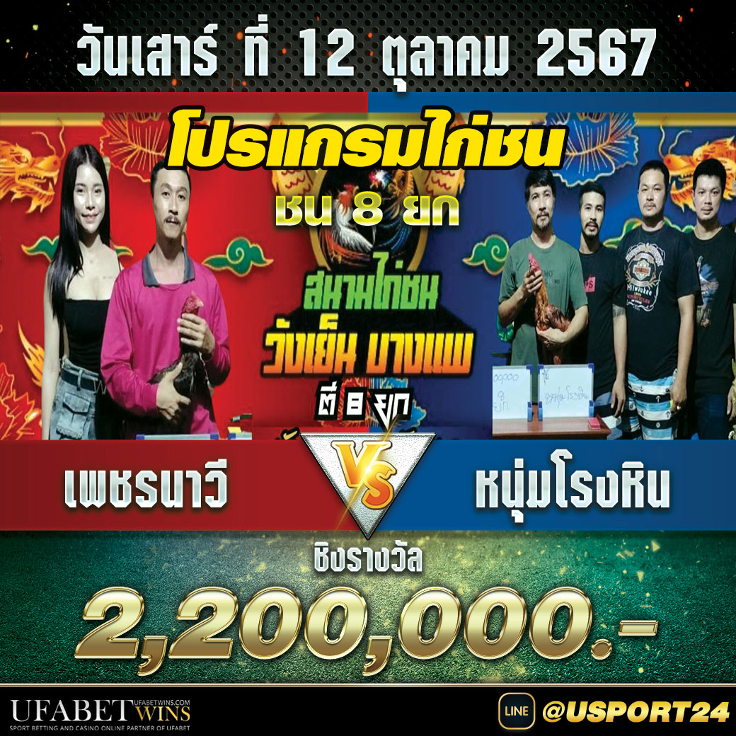 สนามชนไก่วังเย็นบางแพ(ราชบุรี)เสาร์ที่12ตุลาคม2567