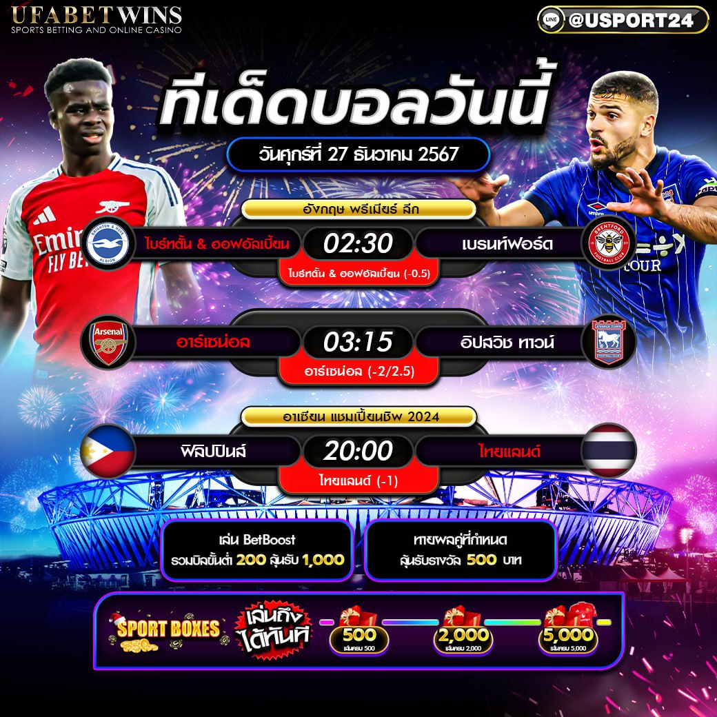 โปรแกรมบอล เเละทีเด็ดฟุตบอล ประจำวันที่ 27 ธันวาคม 2567