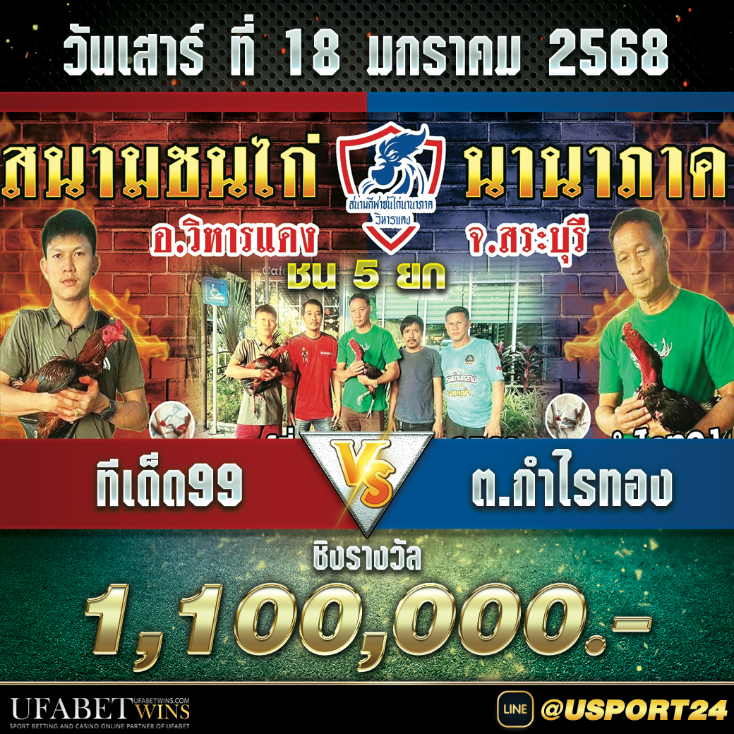 สนามชนไก่นานาภาค(สระบุรี)เสาร์ที่18มกราคม2568