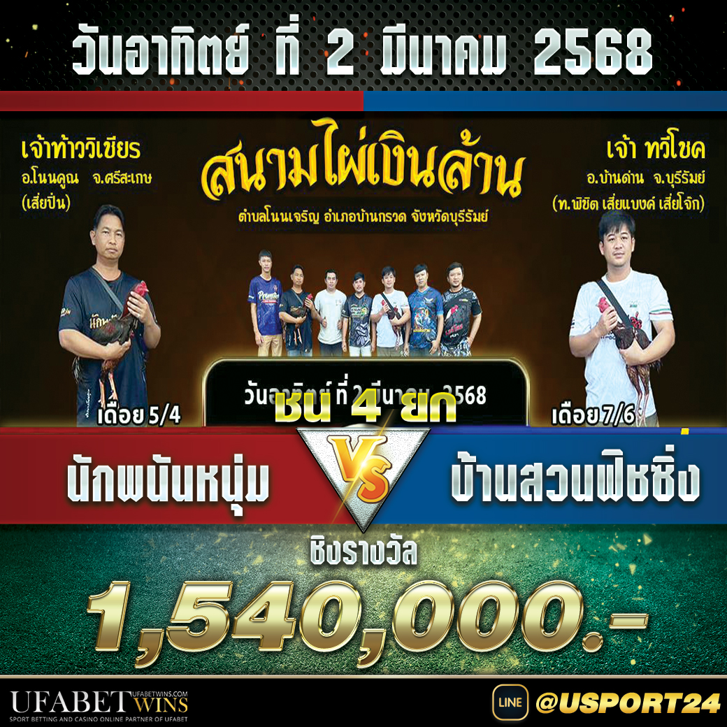 สนามชนไก่ไผ่เงินล้าน อาทิตย์ที่2มีนาคม2568