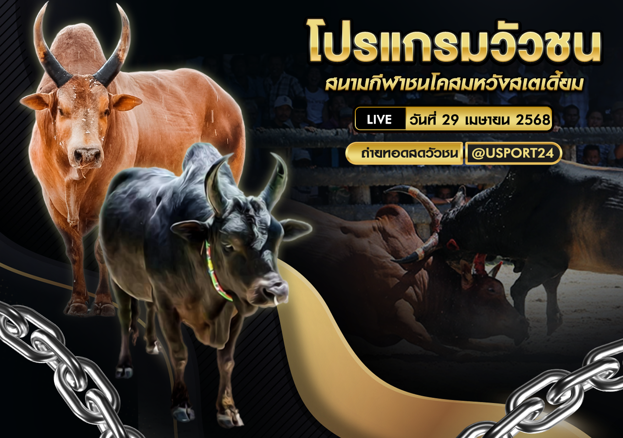 โปรเเกรมวัวชน ประจำวันที่ 29เมษายน68 สนามกีฬาชนโคสมหวังสเตเดี้ยม