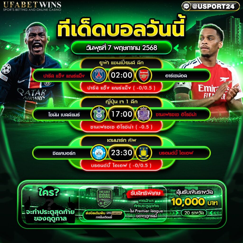 โปรแกรมบอล เเละทีเด็ดฟุตบอล ประจำวันที่ 7 พฤษภาคม 2568