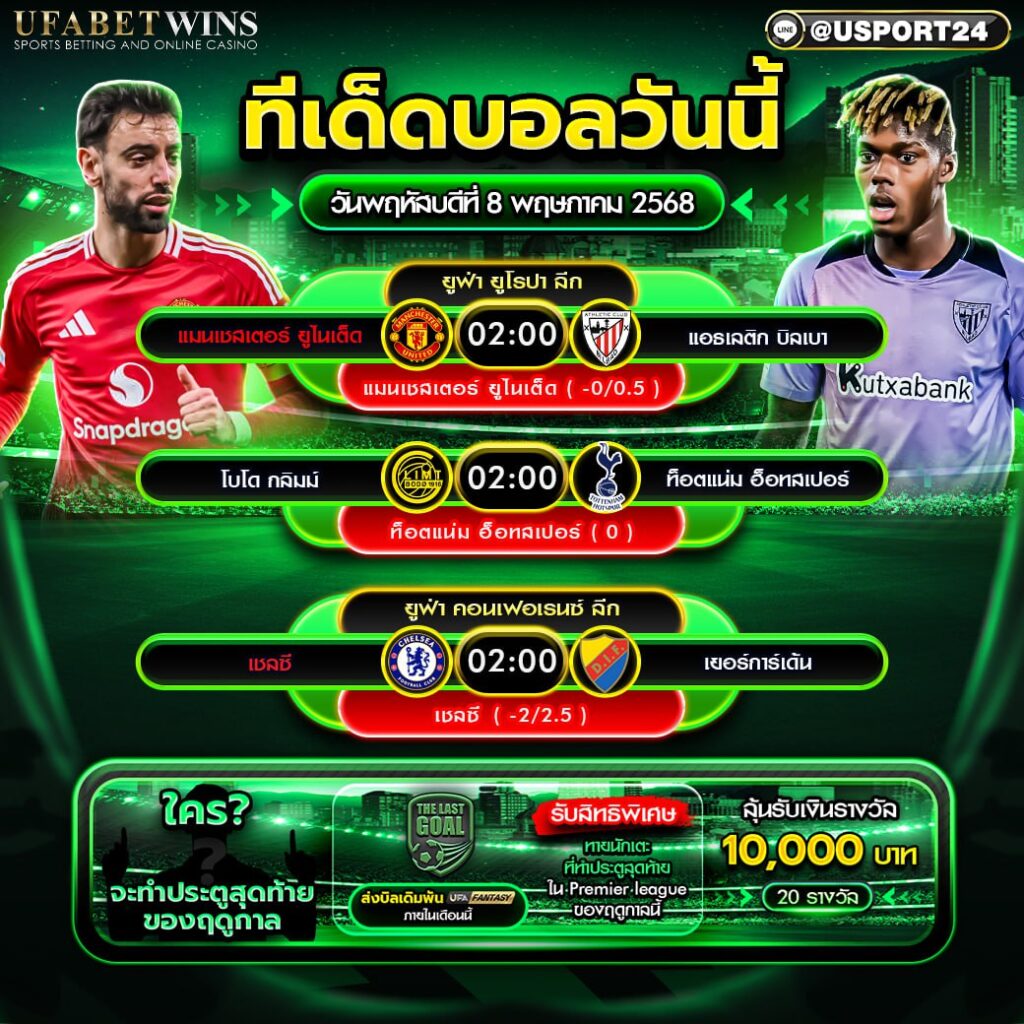 โปรแกรมบอล เเละทีเด็ดฟุตบอล ประจำวันที่ 8 พฤษภาคม 2568