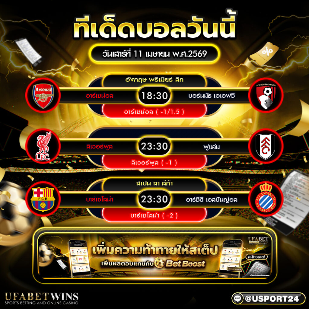 วิเคราะห์บอลวันนี้ 11 เม.ย. 2569