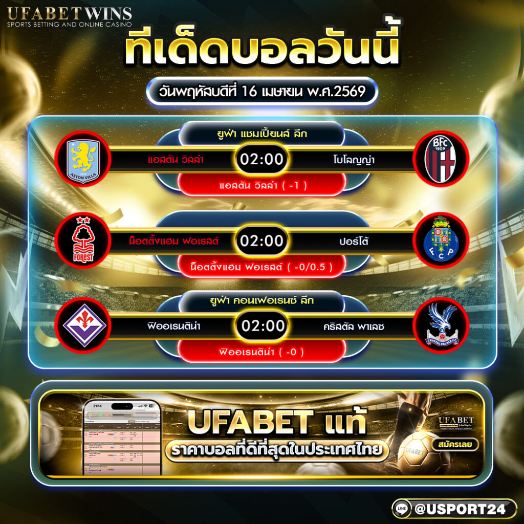 วิเคราะห์บอล วันนี้ 16 เม.ย. 2569 รวมคู่เด่นบอลยุโรปคืนนี้ พร้อมทรรศนะก่อนเกม